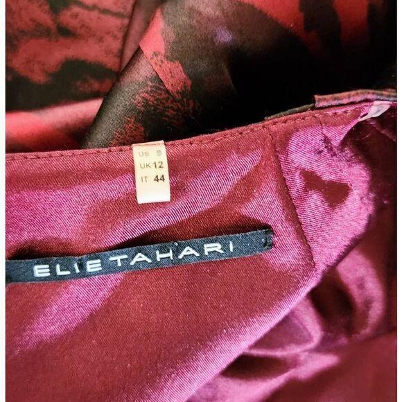 Elie Tahari belted red cap sleeve silk dress 8 - Picture 4 of 6